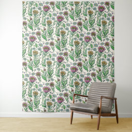 Hintergrund des skandinavischen Folksy-Floral-Foto Wandteppich
