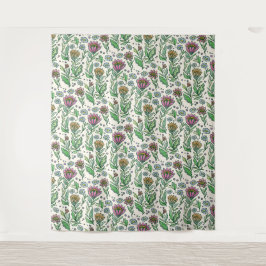 Hintergrund des skandinavischen Folksy-Floral-Foto Wandteppich