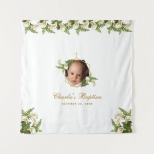 Hintergrund des Taufes Foto - Calla Lilies Gold Fl Wandteppich