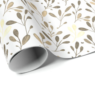 Hintergrund des Taupe-Gold-Decoupage-Leaf-Musters Geschenkpapier