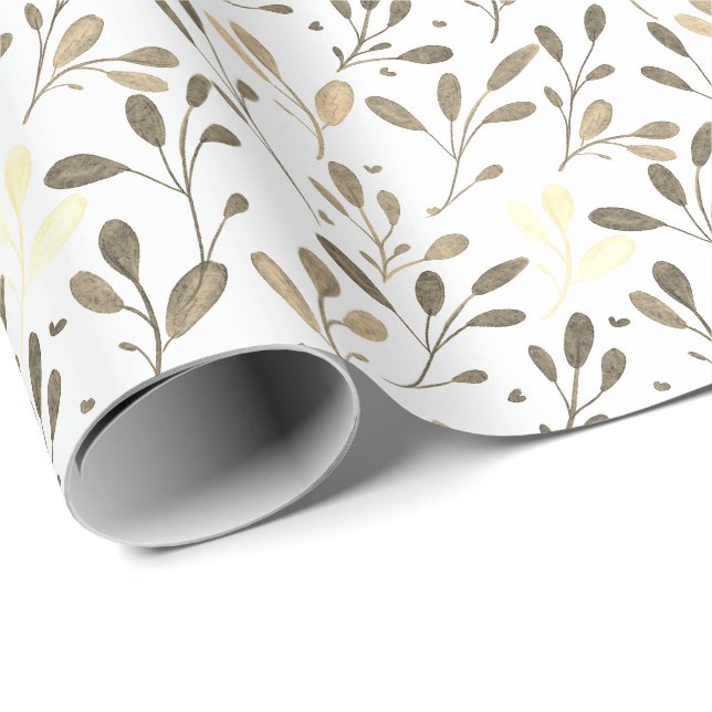Hintergrund des Taupe-Gold-Decoupage-Leaf-Musters Geschenkpapier (Rolleneckpunkt)