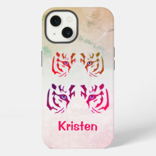 Hintergrund des Tiger-Gesichts-Marmor iPhone 13 Hülle