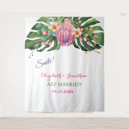 Hintergrund des tropisch-rosa Protea Wedding Foto  Wandteppich