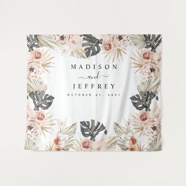 Hintergrund des tropischen Bohemisch getrockneten  Wandteppich (Vorderseite (Horizontal))