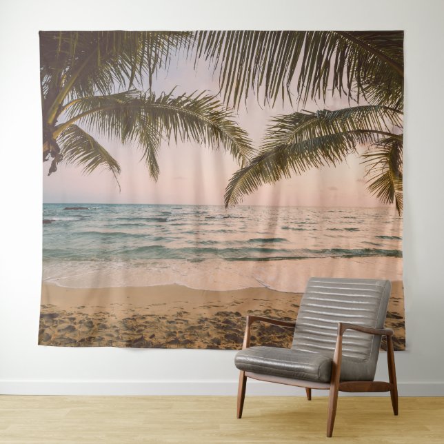 Hintergrund des tropischen Strandpalms Wandteppich (Beispiel (Horizontal))
