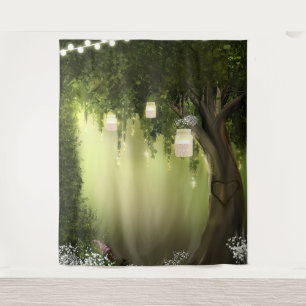 Hintergrund des verzauberten Waldöckerbaums Wandteppich