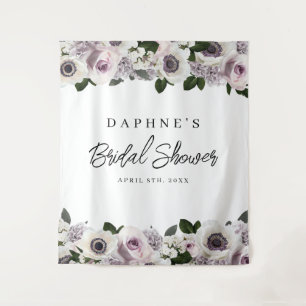 Hintergrund des weißen Anemons und der Lila Blüten Wandteppich