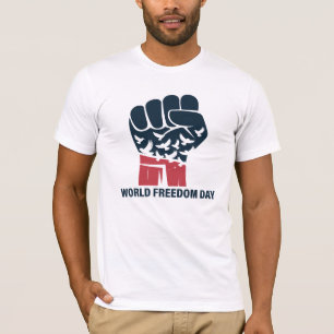 Hintergrund des Welttags der Freiheit mit Symbol d T-Shirt