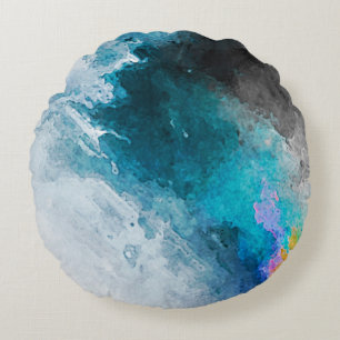 Hintergrund für Aquarellpapier Abstrakt Painted Il Rundes Kissen