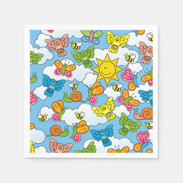 Hintergrund für Baby-Tiere Serviette (Vorderseite)