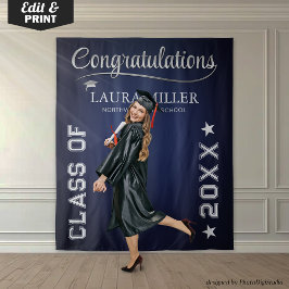 Hintergrund für bearbeitbare Navy- und Silver Absc Wandteppich