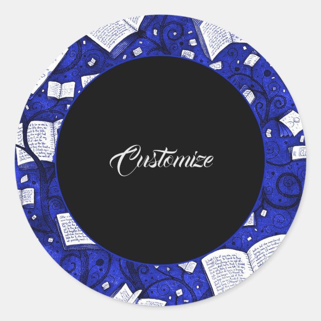Hintergrund für blaue Bücher Runder Aufkleber (Vorderseite)