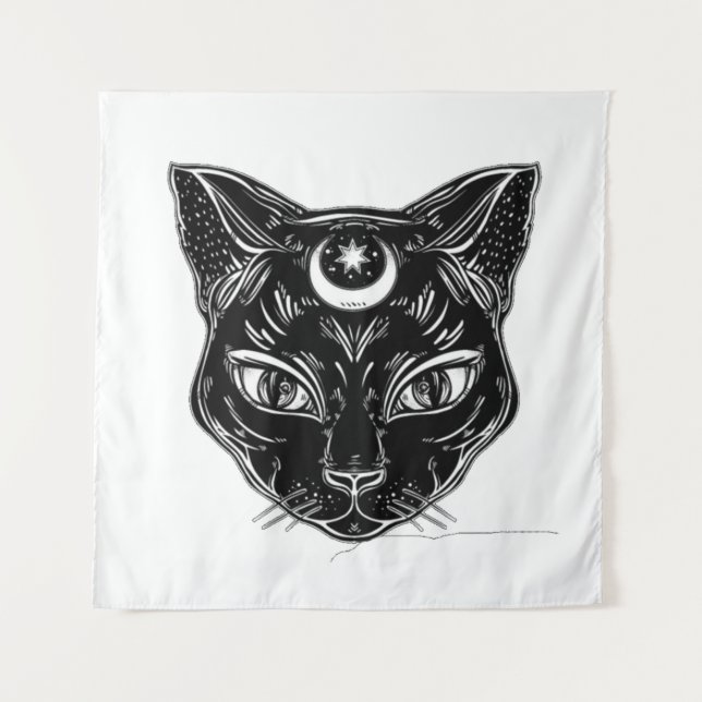 Hintergrund für das Design von Raven Black Cat Wandteppich (Vorderseite)