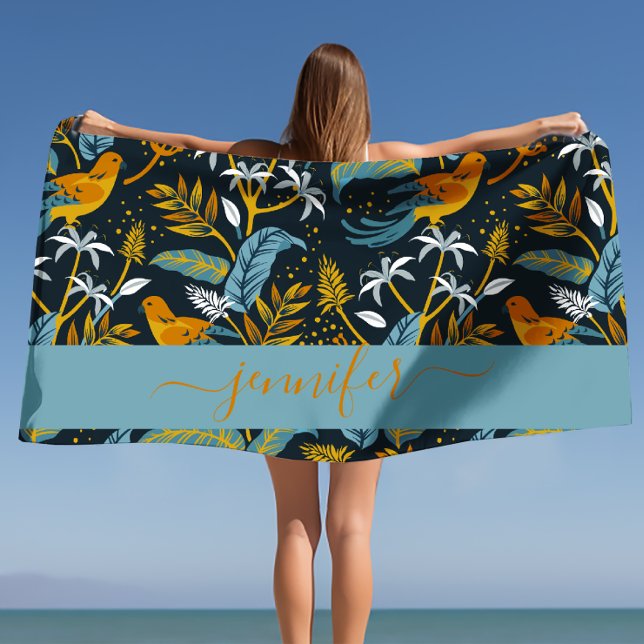 Hintergrund für das personalisierte Muster Strandtuch (Personalized Name Tropical Pattern Background Beach Towel)