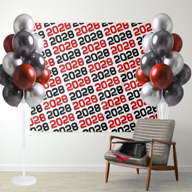 Hintergrund für den Abschluss "Red and Black ANY C Wandteppich (Red and Black Repeating Class Year Background. Great for photo booths, display tables & more!)