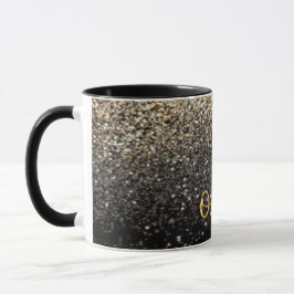 Hintergrund für den Gold Black Glitzer 3D Text Tas Tasse
