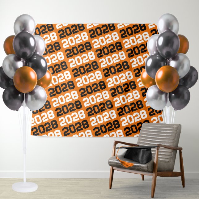 Hintergrund für den Orange- und Black Class Year-A Wandteppich (Orange and Black Repeating Class Year Background. Great for photo booths, display tables & more! )