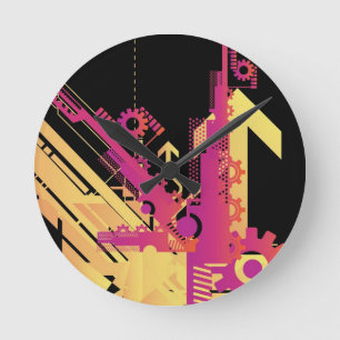 Hintergrund für die technische Hälfte 7 Runde Wanduhr