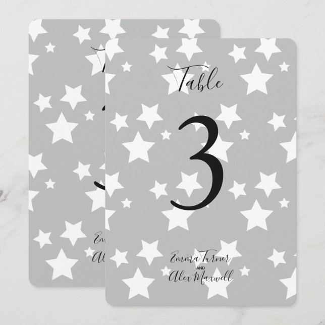 Hintergrund für graue weiße Sterne | TISCHNUMMERN (Vorne/Hinten)