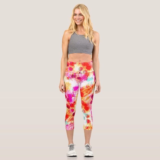 Hintergrund für Grunge-Farbpunkte Capri Leggings (Vorderseite)