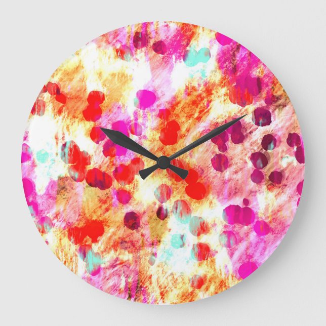 Hintergrund für Grunge-Farbpunkte Große Wanduhr (Vorderseite)