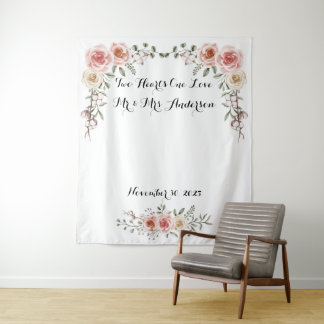 Hintergrund für Hochzeiten Rosa Elfenbeinfarben Ro Wandteppich