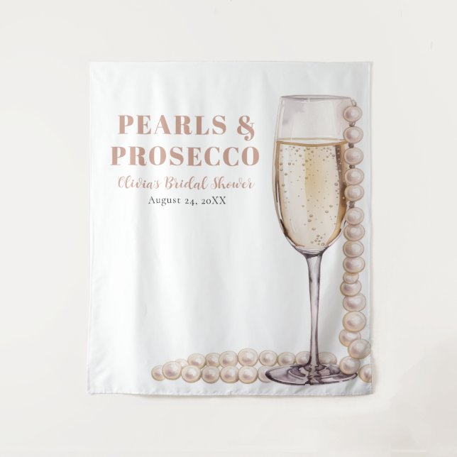Hintergrund für Perlen und Prosecco-Brautparty Wandteppich (Vorderseite)