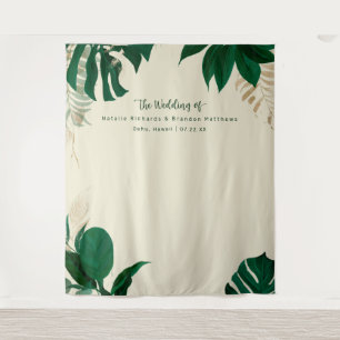 Hintergrund für tropische Foliage Hochzeitfotograf Wandteppich