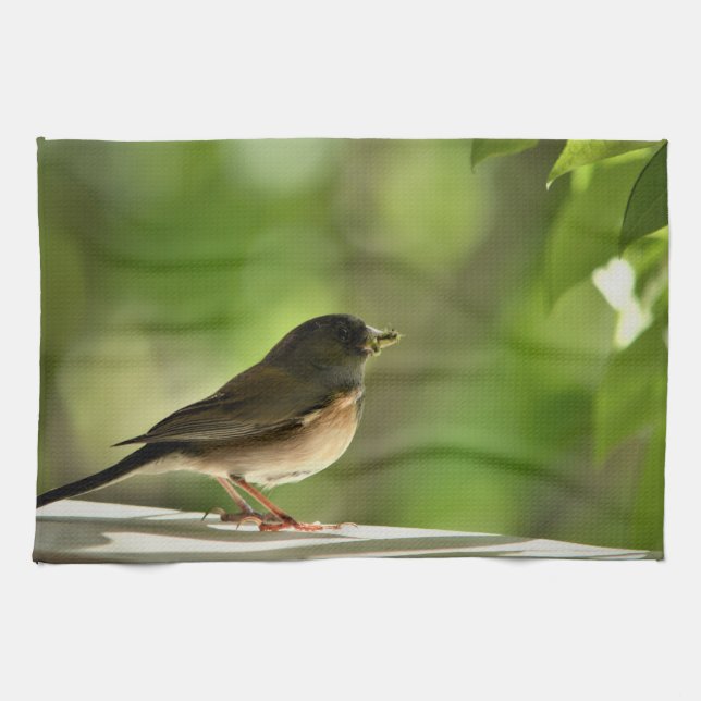 Hintergrund für Vögel in grünen Blätter Geschirrtuch (Horizontal)