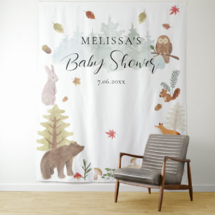 Hintergrund für Waldtiere Babydusche Wandteppich