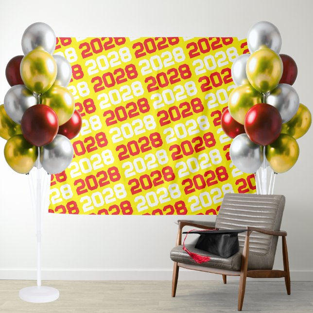 Hintergrund Gelb und Roter Abschluss Wandteppich (Red and Yellow Graduation Repeating Class Year Backdrop)