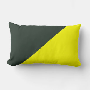 Hintergrund Gelb und Schwarz-Olive Solid #2 Lendenkissen
