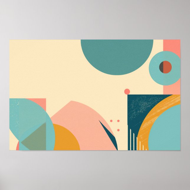 Hintergrund geometrischer Formen in Blau und Rosa Poster (Vorne)