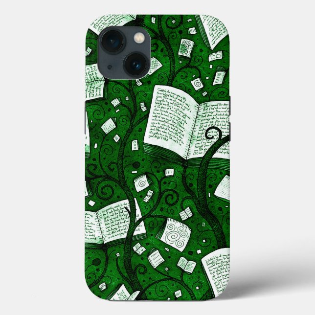 Hintergrund grüner Bücher Case-Mate iPhone Hülle (Rückseite)