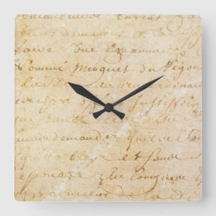 Hintergrund im Vintage-Schriftstil aus dem 18. Jah Quadratische Wanduhr