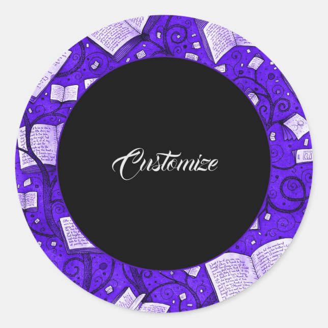 Hintergrund lila Bücher Runder Aufkleber (Vorderseite)