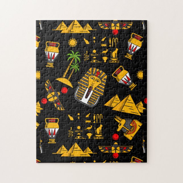 Hintergrund mit altägyptischem Hieroglyphenmuster Puzzle (Vertikal)