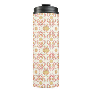 Hintergrund mit antiken Blumen. Nahtloses Blumenmu Thermosbecher