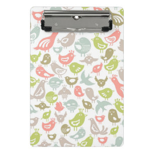 Hintergrund mit bunter Vogelverzierung Mini Klemmbrett