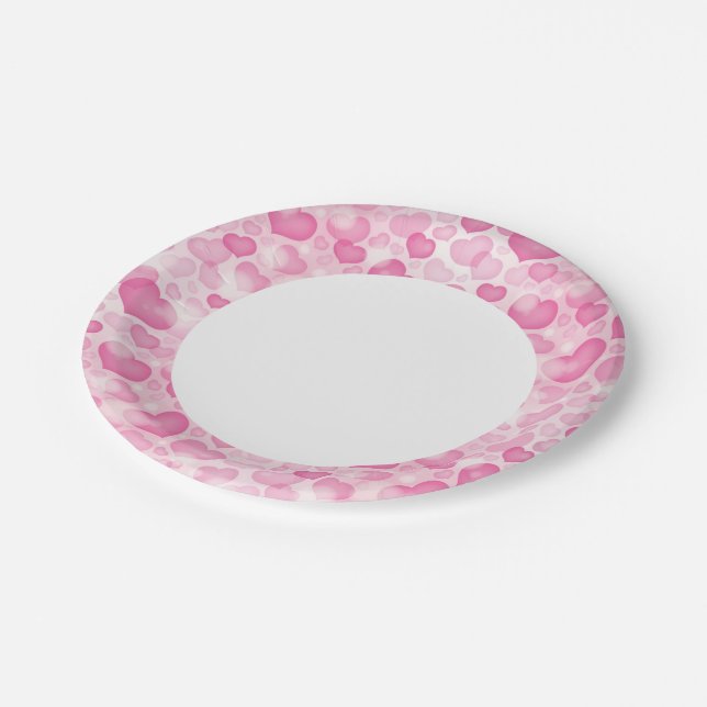 Hintergrund mit den Herzen Pappteller (Schrägansicht)