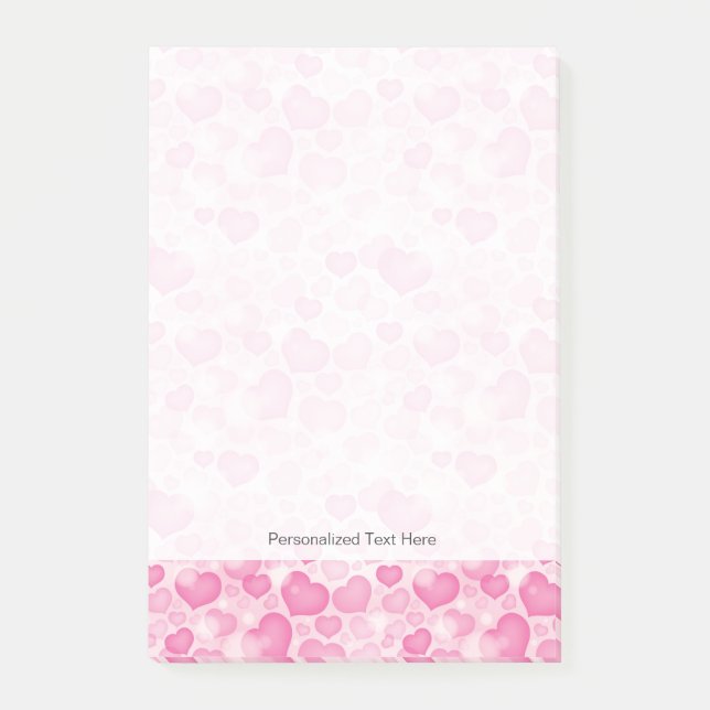 Hintergrund mit den Herzen Post-it Klebezettel (Vorderseite)