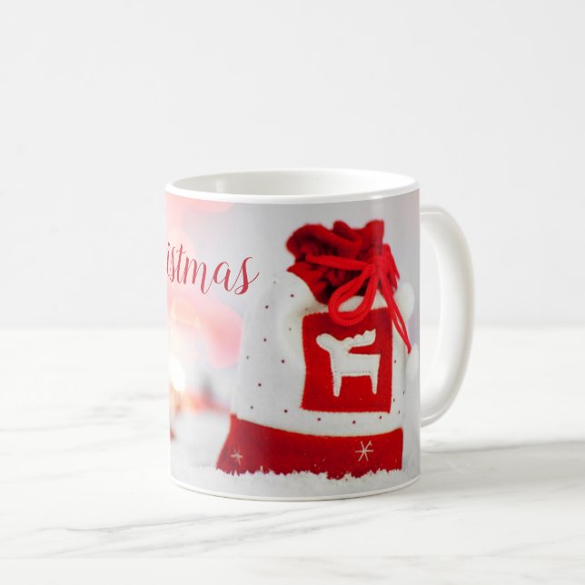 Hintergrund mit einem schönen roten Bow Kaffeetasse (VorderseiteRechts)