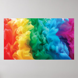Hintergrund mit einer Rauchwolke im Regenbogen Poster