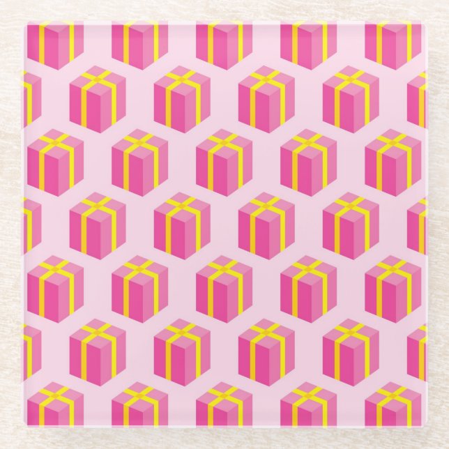 Hintergrund mit Geschenken Glasuntersetzer (Vorderseite)