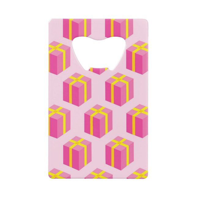 Hintergrund mit Geschenken Kreditkartenflaschenöffner (Vorderseite)