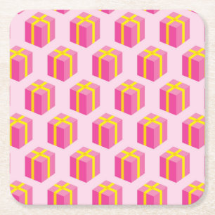 Hintergrund mit Geschenken Rechteckiger Pappuntersetzer