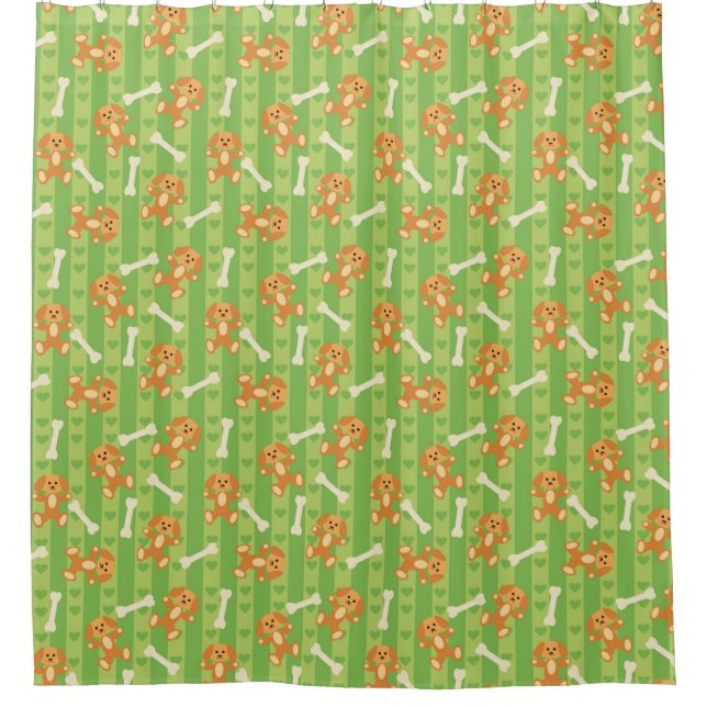 Hintergrund mit Hunden und den Knochen Duschvorhang (Vorderseite)