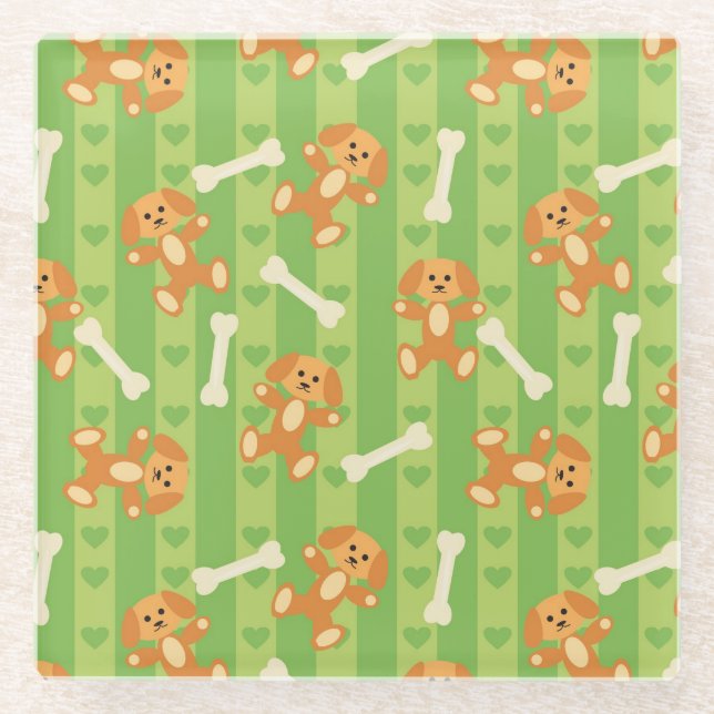 Hintergrund mit Hunden und den Knochen Glasuntersetzer (Vorderseite)