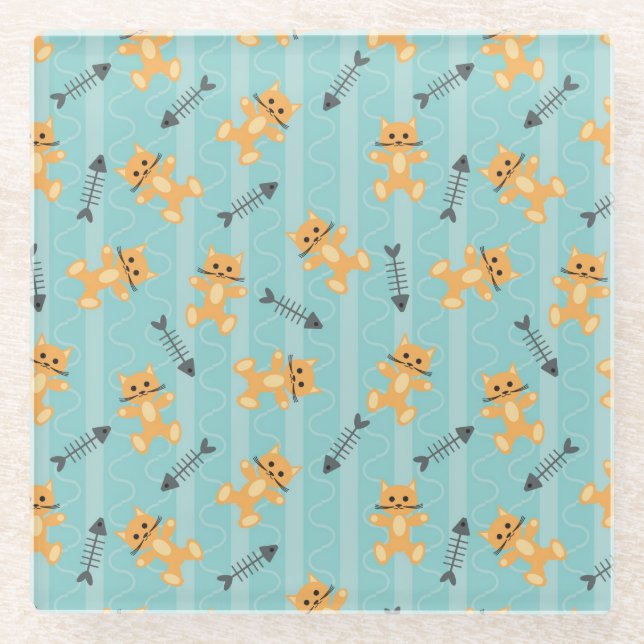 Hintergrund mit Katzen Glasuntersetzer (Vorderseite)