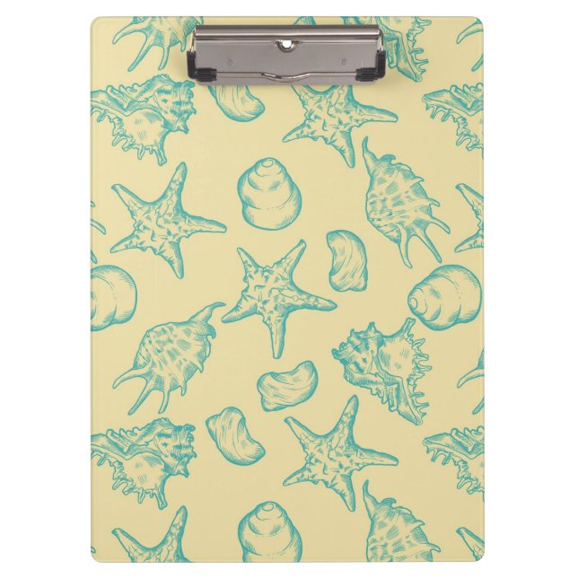 Hintergrund mit Muscheln. Hand gezeichnet Klemmbrett (Vorderseite)